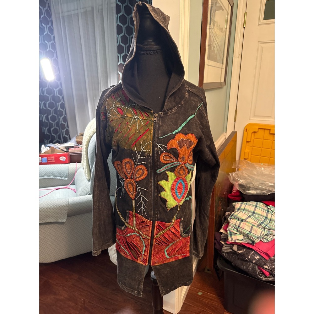 Sacred Threads Women's Embroidered Patchwork Hood… - image 1